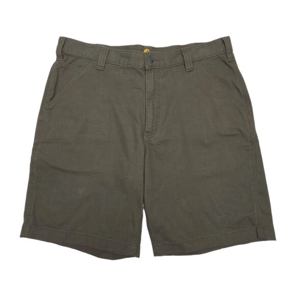 Carhartt Other - Carhartt Shorts Green Loose Fit Work Cargo Men Sz 36 Flat 9.5" Inseam Canvas
